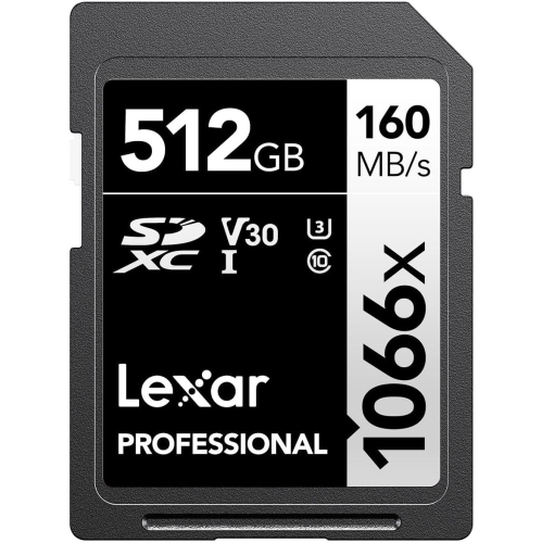 Lexar Professional 1066x 512GB SDXC UHS-I Card Silver Series, Up to 160MB/s Read, for DSLR and Mirrorless Cameras