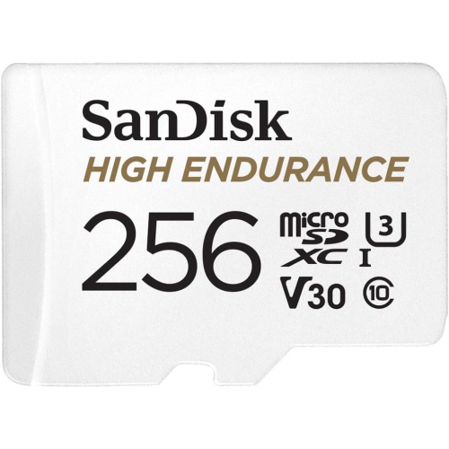 SanDisk 256GB High Endurance Video microSDXC Card with Adapter for Dash Cam and Home Monitoring Systems - C10, U3, V30, 4K UHD, Micro SD Card -