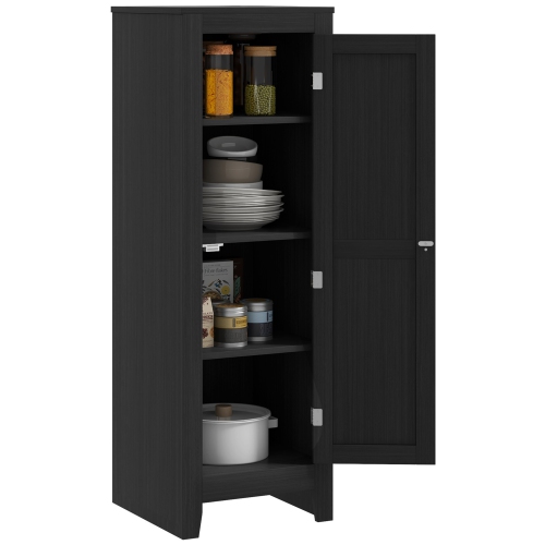 HOMCOM  47.6" Kitchen Pantry, Small Storage Cabinet With Door And Shelves, Kitchen Cabinet for Dining Room In Black