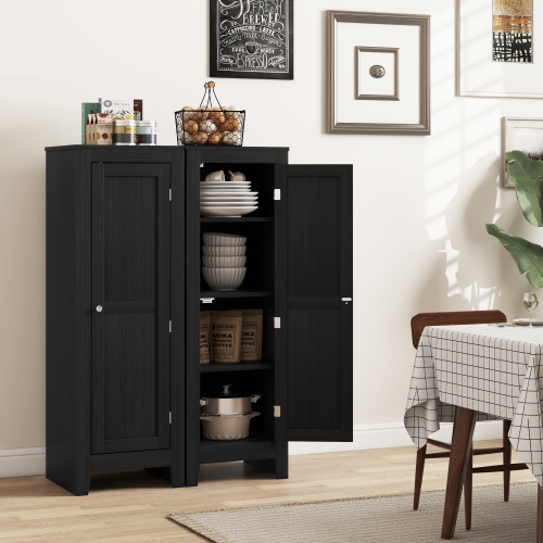 HOMCOM 47.6" Kitchen Pantry Cabinet, Small Buffet Storage Cabinet with Door, for Dining Room, Black