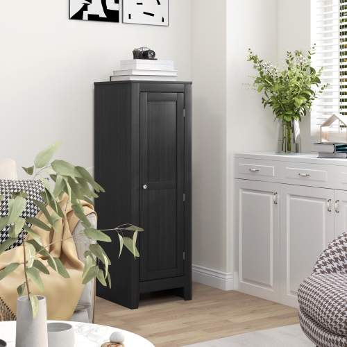 HOMCOM 47.6" Kitchen Pantry Cabinet, Small Buffet Storage Cabinet with Door, for Dining Room, Black