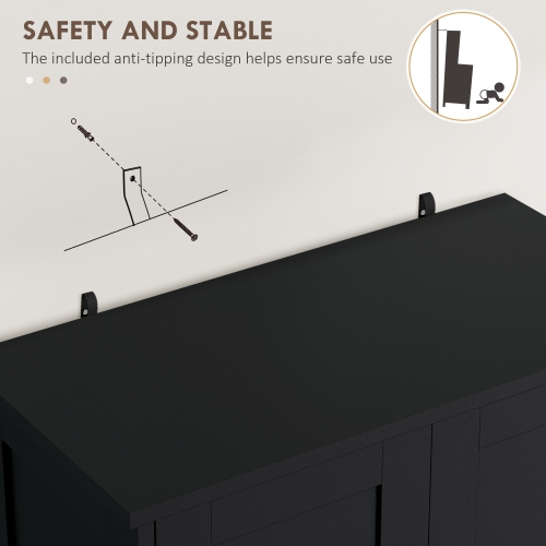 HOMCOM 50.5" Kitchen Pantry Cabinet, Modern Freestanding Buffet Storage Cabinet with 4 Doors, Drawer and Adjustable Shelf, Black