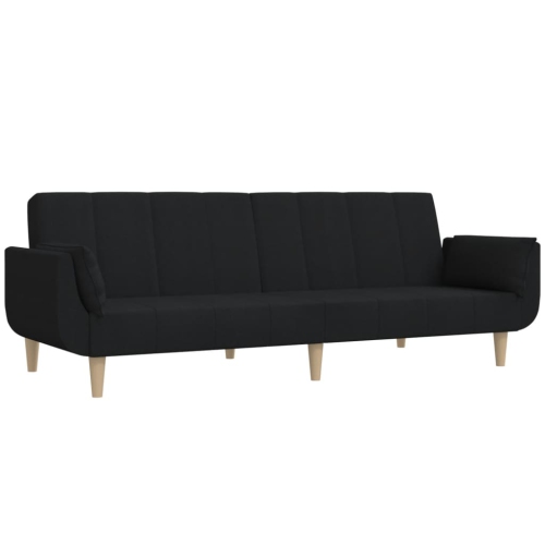 vidaXL 2-Seater Sofa Bed with Two Pillows Black Fabric