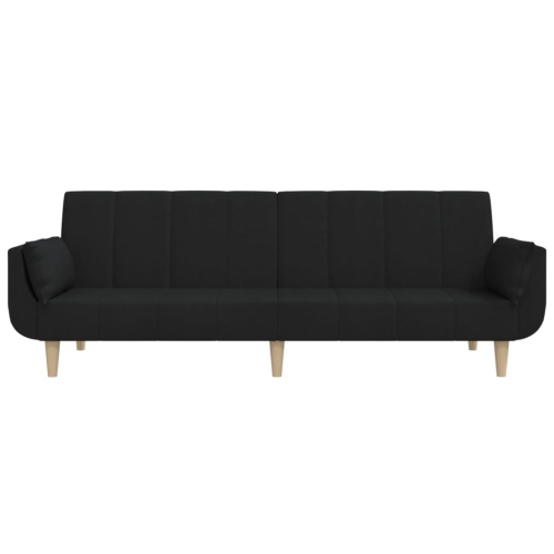 vidaXL 2-Seater Sofa Bed with Two Pillows Black Fabric