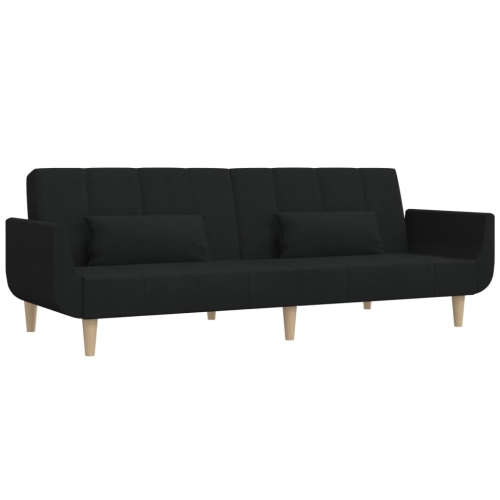 vidaXL 2-Seater Sofa Bed with Two Pillows Black Fabric