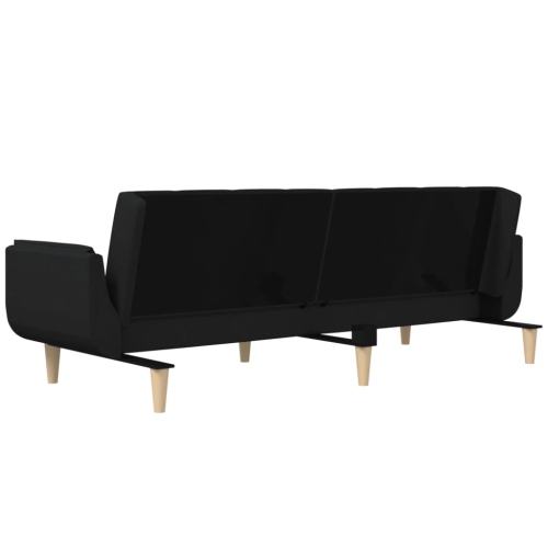 vidaXL 2-Seater Sofa Bed with Two Pillows Black Fabric