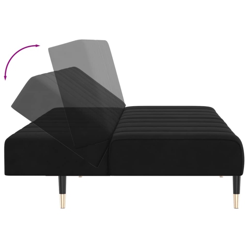vidaXL 2-Seater Sofa Bed Black Velvet