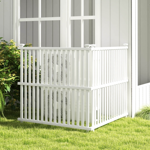 Costway 2 Air Conditioner Fence Panels with Metal Ground Stakes No Dig Trash Can Enclosure