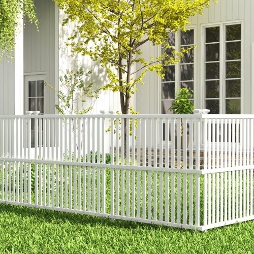 Costway 4 Air Conditioner Fence Panels with Metal Ground Stakes No Dig Trash Can Enclosure