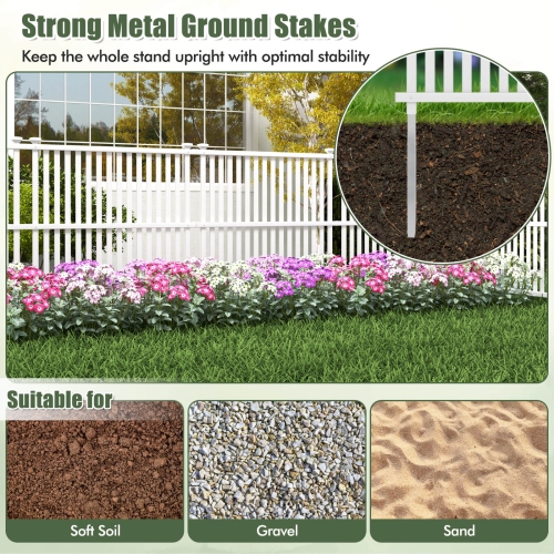 Costway 4 Air Conditioner Fence Panels with Metal Ground Stakes No Dig Trash Can Enclosure