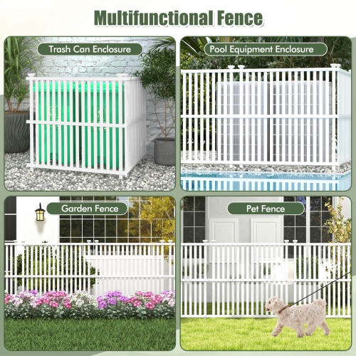 Costway 4 Air Conditioner Fence Panels with Metal Ground Stakes No Dig Trash Can Enclosure