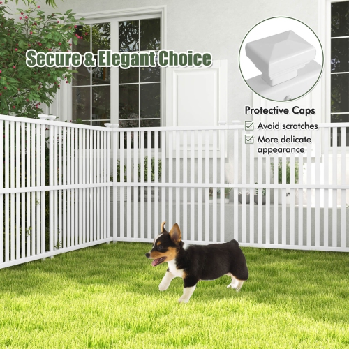 Costway 4 Air Conditioner Fence Panels with Metal Ground Stakes No Dig Trash Can Enclosure