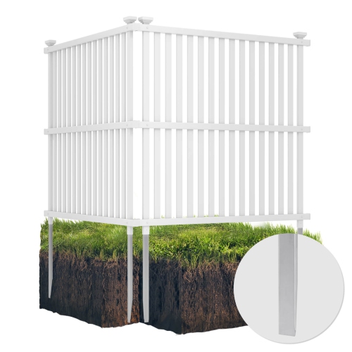 Costway 4 Air Conditioner Fence Panels with Metal Ground Stakes No Dig Trash Can Enclosure