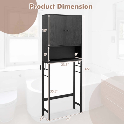 Costway Over The Toilet Storage Cabinet Free Standing Toilet Rack with Adjustable Shelf