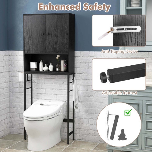Costway Over The Toilet Storage Cabinet Free Standing Toilet Rack with Adjustable Shelf