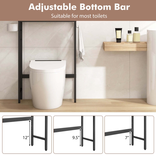 Costway Over The Toilet Storage Cabinet Free Standing Toilet Rack with Adjustable Shelf
