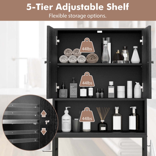 Costway Over The Toilet Storage Cabinet Free Standing Toilet Rack with Adjustable Shelf