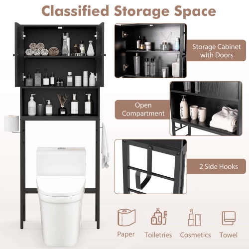 Costway Over The Toilet Storage Cabinet Free Standing Toilet Rack with Adjustable Shelf