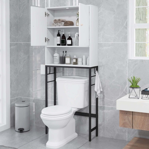 Costway Over The Toilet Storage Cabinet Free Standing Toilet Rack with Adjustable Shelf