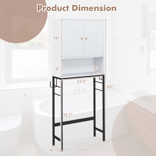 Costway Over The Toilet Storage Cabinet Free Standing Toilet Rack with Adjustable Shelf