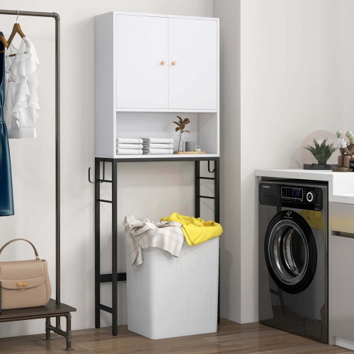 Costway Over The Toilet Storage Cabinet Free Standing Toilet Rack with Adjustable Shelf
