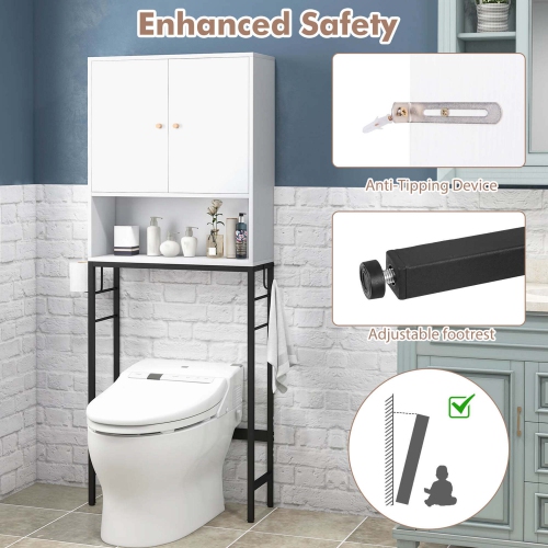 Costway Over The Toilet Storage Cabinet Free Standing Toilet Rack with Adjustable Shelf
