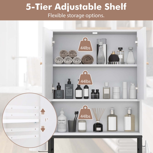 Costway Over The Toilet Storage Cabinet Free Standing Toilet Rack with Adjustable Shelf