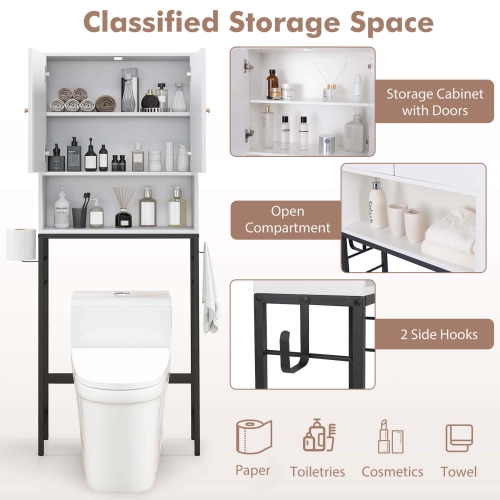 Costway Over The Toilet Storage Cabinet Free Standing Toilet Rack with Adjustable Shelf