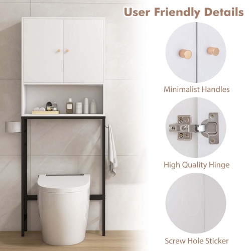 Costway Over The Toilet Storage Cabinet Free Standing Toilet Rack with Adjustable Shelf