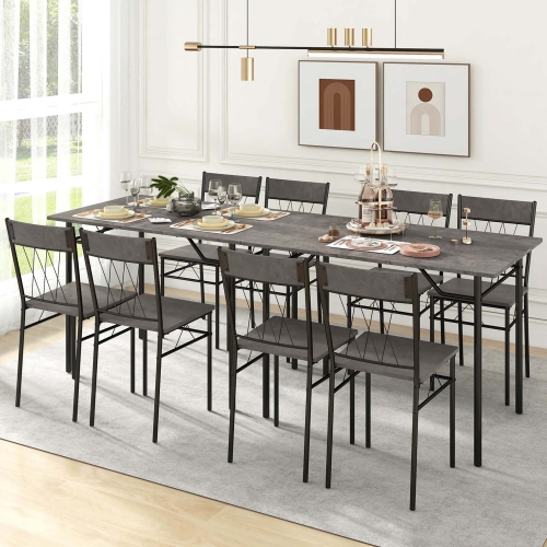 Costway 5PCS Dining Table Set for 4 Rectangular Kitchen Table & 4 Chairs with Metal Frame