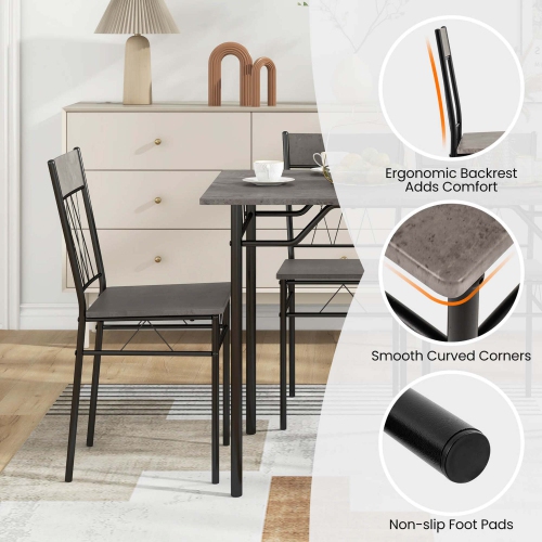 Costway 5PCS Dining Table Set for 4 Rectangular Kitchen Table & 4 Chairs with Metal Frame