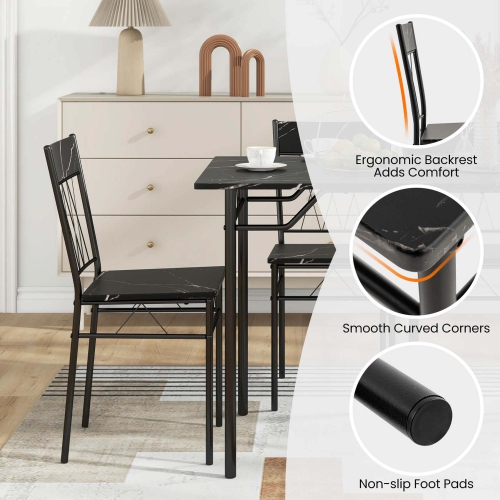 Costway 5PCS Dining Table Set for 4 Rectangular Kitchen Table & 4 Chairs with Metal Frame