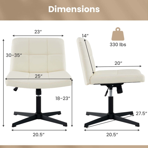 Costway Criss Cross Chair Cross-legged Office Chair with Oversized U-shaped Seat No Wheels