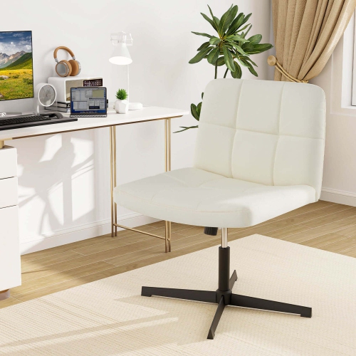 Costway Criss Cross Chair Cross-legged Office Chair with Oversized U-shaped Seat No Wheels