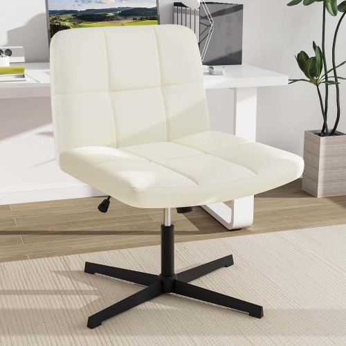 Costway Criss Cross Chair Cross-legged Office Chair with Oversized U-shaped Seat No Wheels