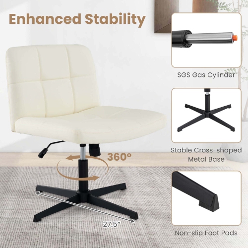 Costway Criss Cross Chair Cross-legged Office Chair with Oversized U-shaped Seat No Wheels