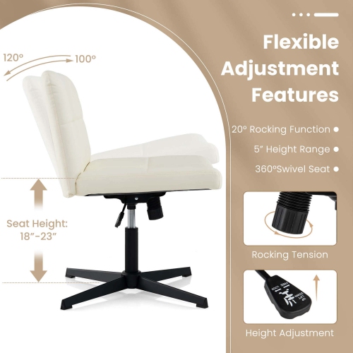 Costway Criss Cross Chair Cross-legged Office Chair with Oversized U-shaped Seat No Wheels