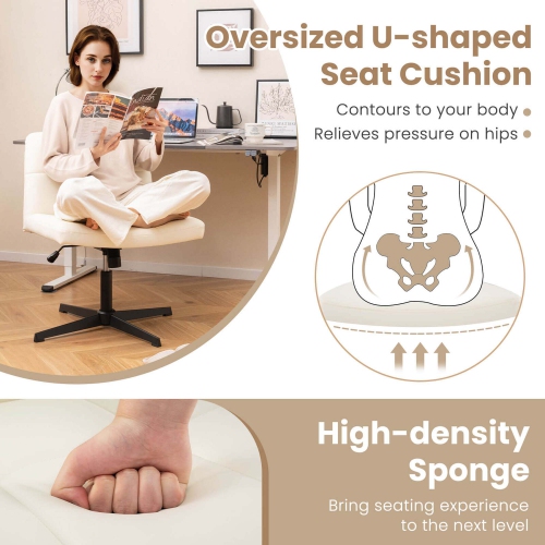 Costway Criss Cross Chair Cross-legged Office Chair with Oversized U-shaped Seat No Wheels