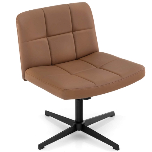 COSTWAY  Criss Cross Chair Cross-Legged Office Chair With Oversized U-Shaped Seat No Wheels