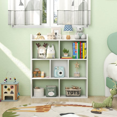 Costway 1 PCS 7-cube Bookcase Open Storage Shelf with Anti-tipping Kits for Living Room White