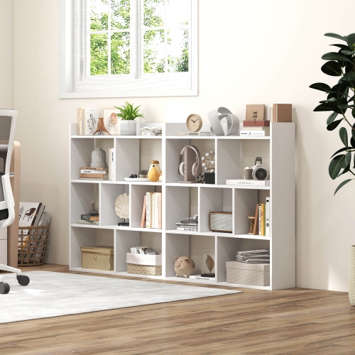 Costway 1 PCS 7-cube Bookcase Open Storage Shelf with Anti-tipping Kits for Living Room White