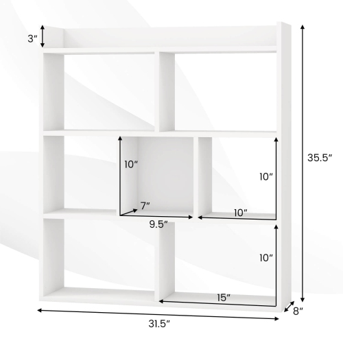Costway 2 PCS 7-cube Bookcase Open Storage Shelf with Anti-tipping Kits for Living Room White