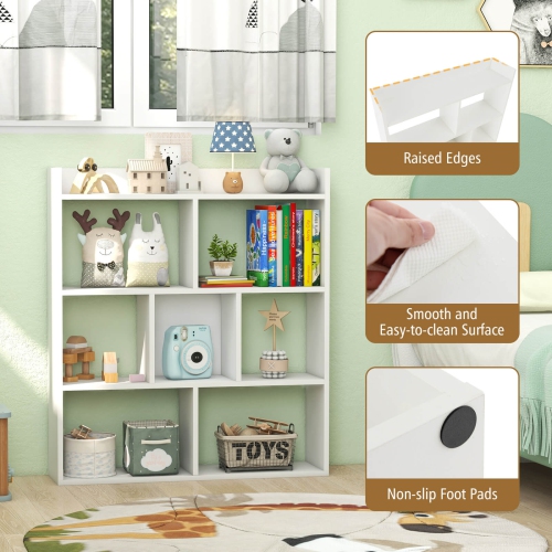 Costway 2 PCS 7-cube Bookcase Open Storage Shelf with Anti-tipping Kits for Living Room White