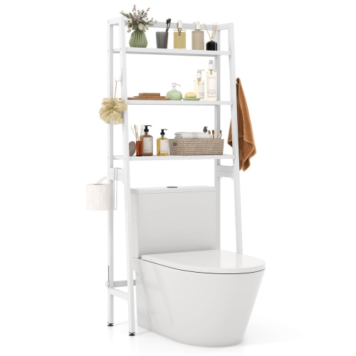 GYMAX  3-Tier Over The Toilet Storage Shelf W/ Adjustable Adjustable Bottom Bar