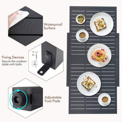 Gymax 5 PCS Outdoor Dining Table Set w/ Extendable Aluminum Table & 4 Stackable Chairs