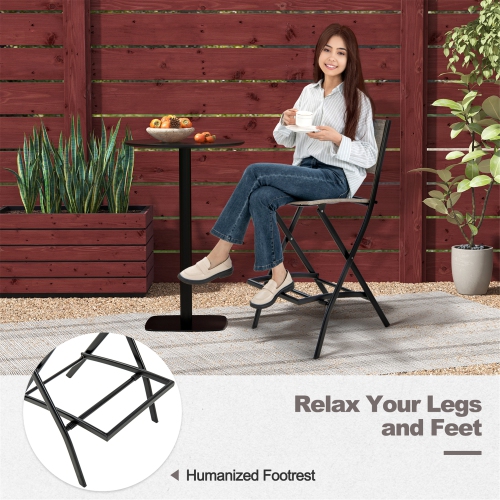 Gymax Folding Bar Stools Set of 6 Patio Sling Chairs w/ Backrest Humanized Footrest