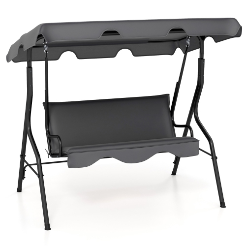 Gymax 3-Person Swing Chair Porch Swing Seat w/ Adjustable Canopy Removable Cushion