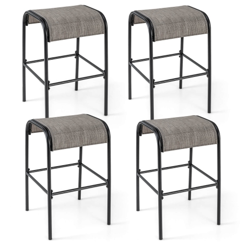 Gymax 4PCS 30'' Bar Height Bistro Stools Outdoor Bar Stools w/ Breathable Fabric Seat