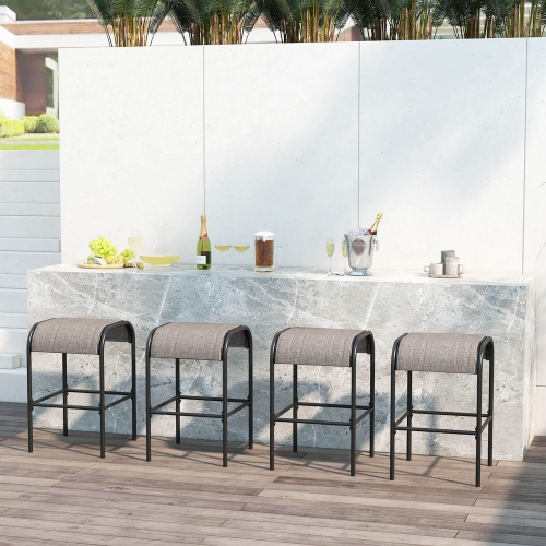 Gymax 4PCS 30'' Bar Height Bistro Stools Outdoor Bar Stools w/ Breathable Fabric Seat