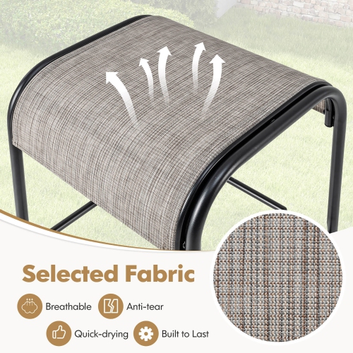 Gymax 4PCS 30'' Bar Height Bistro Stools Outdoor Bar Stools w/ Breathable Fabric Seat